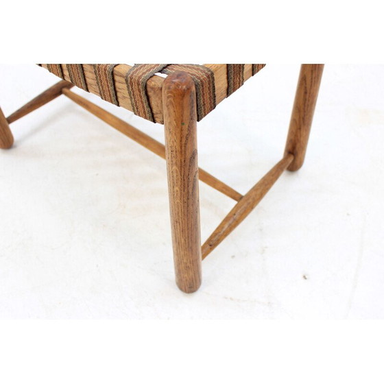 Image 1 of Vintage oak stool, Czechoslovakia 1960