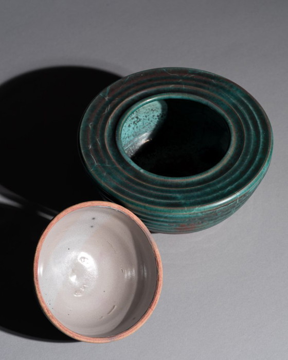 Image 1 of Studio Ceramic Box Duo – Mario Enke, Duitsland, 2010 · Sculpturale containers van steengoed, gebakken in reductieoven