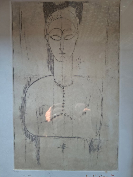 ESTAMPE DE MODIGLIANI – Objets d'art, Verre, Papier (photo 2 of 5)