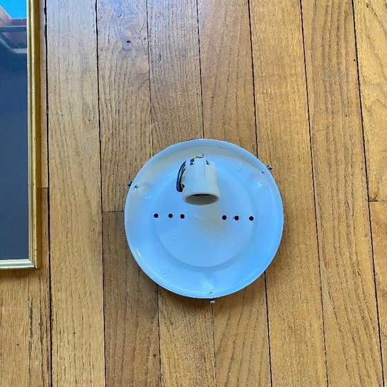 Image 1 of Antieke glazen wandlamp, vintage vierkante plafondlamp, 22 cm, ambergoudkleurig