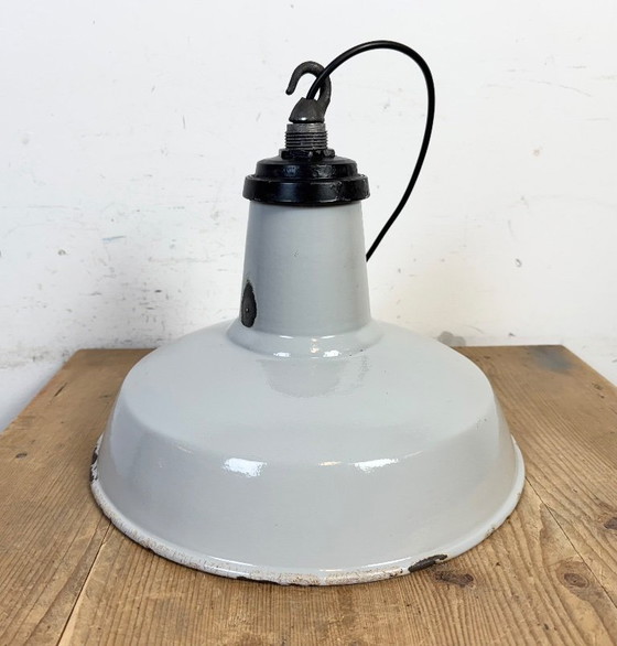 Image 1 of Suspension industrielle en émail gris, années 1960