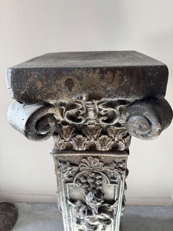 Image 1 of Unique French Pedestal - Column with Stunning Patina and Ornaments