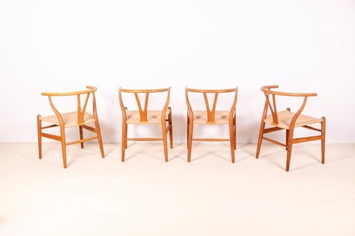 4x Hans J. Wegner Eiken CH24 Wishbone Chair, jaren 80 Denemarken