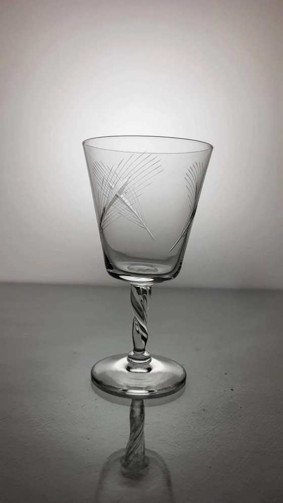 6 calici da vino in cristallo degli anni '60 (grano) – Bicchieri e caraffe, Crystal, Glass, Vintage (photo 4 of 7)