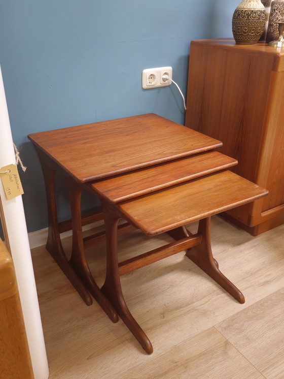 Image 1 of Vintage Teak Mimiset Nesting Bijzettafel Tafeltje 