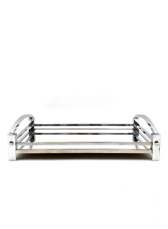Image 1 of Jacques Adnet, modernistisches Spiegeltablett, Maison Adnet, Frankreich 1940/1950