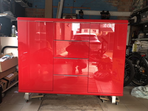 Modern High Board Cabinet High Gloss Red