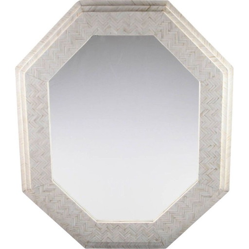 Miroir vintage en marqueterie d'os
