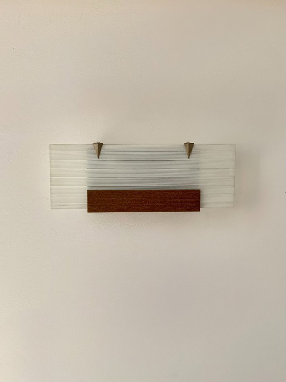 Image 1 of Vintage wandlamp, verchroomd metaal en mat glas, Frankrijk, 1940