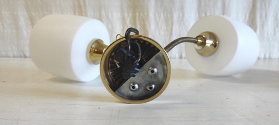 Image 1 of Double articulated wall light with opaline globe - 1950s/60s