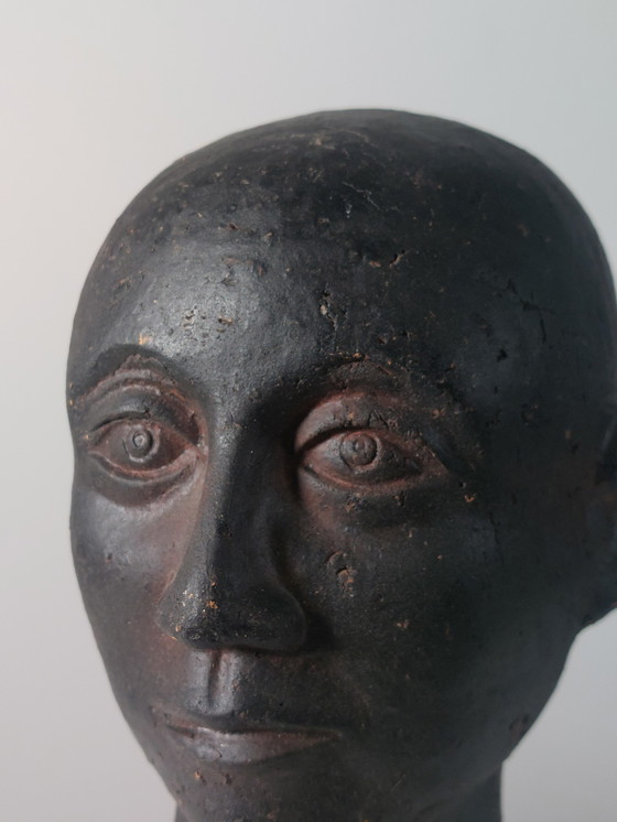 Image 1 of Busto de cabeza de cerámica antiguo, gabinete de curiosidades
