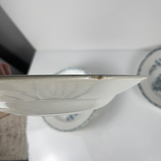 Image 1 of Set of 8 soup plates, "Oeillet" pattern, KG Lunéville, ironstone, 19th century