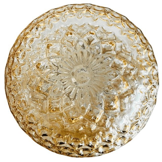 Image 1 of Mid-century grote plafonnière amber carnival plafondlamp 1960's