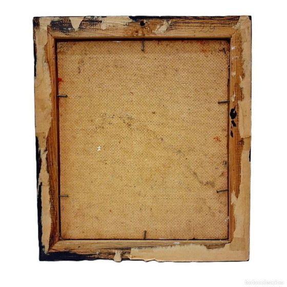 Image 1 of Dipinto a olio vintage con cornice – Natura morta floreale vibrante su pannello di fibra