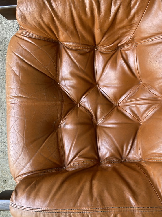 Image 1 of PERCIVAL LAFER | Fauteuil lounge MP-41 en cuir cognac, fabriqué au Brésil, lot de 2, rare