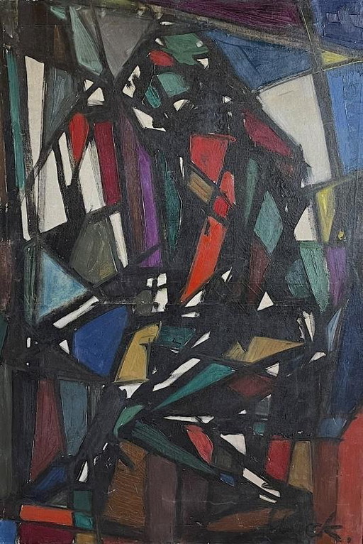 Ferdinand Vonck, Abstract Composition, Oil on Canvas, 1950s