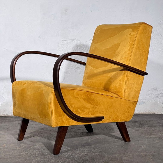 Een paar Jindrich Halabala Type C fauteuils, volledig gerestaureerd, jaren 1930. – Jindřich Halabala, Velvet (photo 5 of 17)