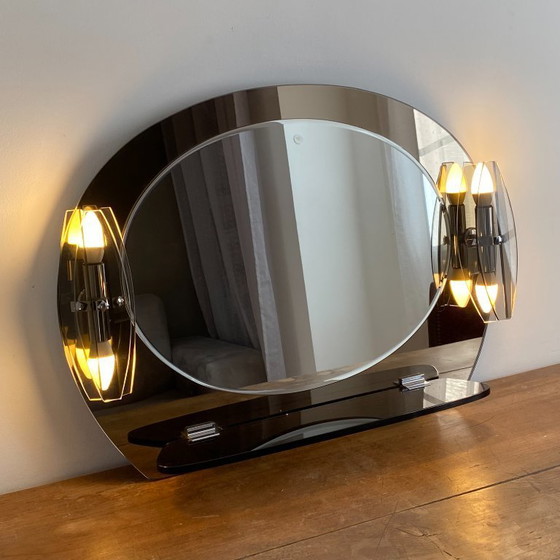 Image 1 of Specchio Veca con 2 applique e mensole. Italia 1970