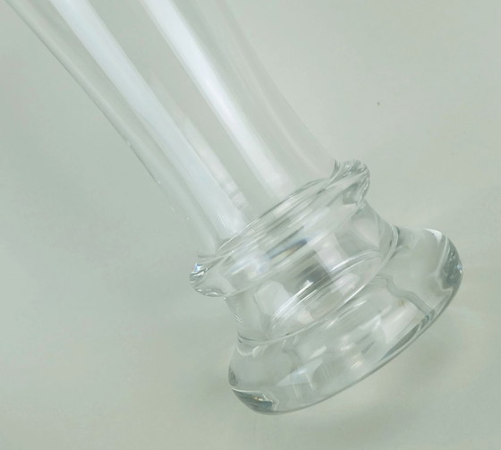 Image 1 of Glasvase aus den 1970er Jahren von Eisch, dickes Klarglas und Blasenglas, grüner Rand