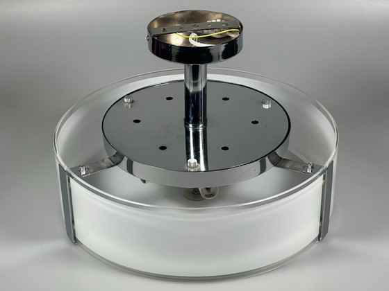 Image 1 of Plafondlamp uit de jaren 70/80 van Honsel Leuchten Duitsland, glas, chroom, Space Age
