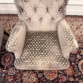 Set Chesterfield Sessel Samt gemustert grau (Foto 11 von 20)