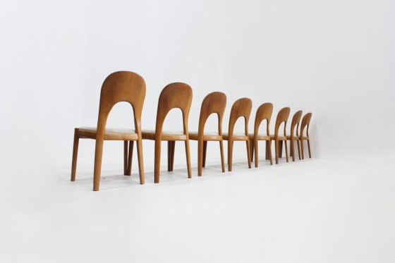 Vintage Danish Mid Century Dining chairs Niels Koefoed, set of 8, Wood, Textile, Brown, Mid Century Modern (photo 10 of 11)