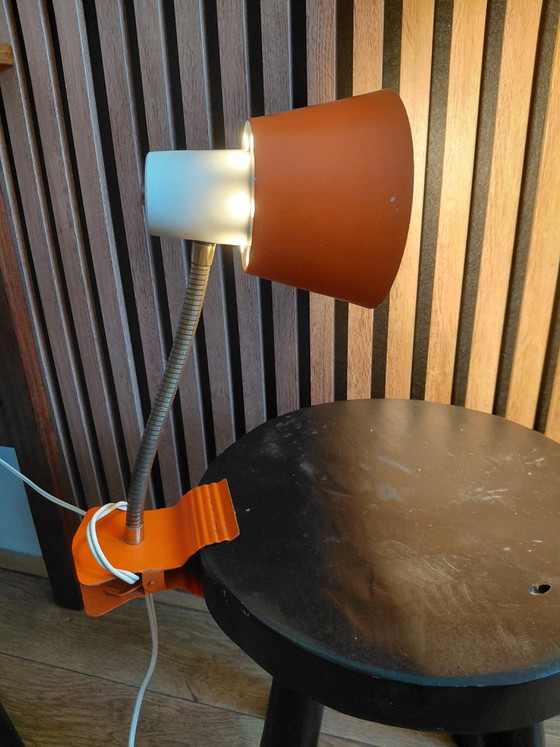 Retro Orange Desk Lamp 1970s Clip Lamp – Spot lights, Iron, Metal (photo 5 of 6)