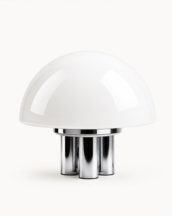 Vintage 70s Italian Design Table Lamp Opaline Glass Chrome – HAUS (photo 7 of 7)