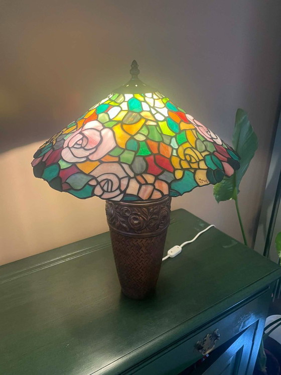 Image 1 of Tiffany style lamp signed Lush 1994