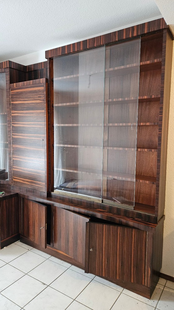 Image 1 of Art Deco corner display cabinet Makassar ebony