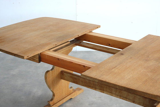 Image 1 of brutalist oak extendable dining table