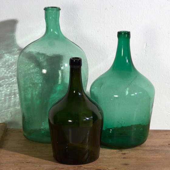 Ensemble de dames-jeannes antiques (c.1920). Set de 3 pièces #26 – Verres et carafes, Glass (photo 5 of 10)