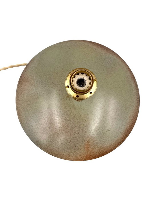Image 1 of Pied de lampe en céramique verte, style moderne du milieu du siècle, Alain di Bin, France, années 1960