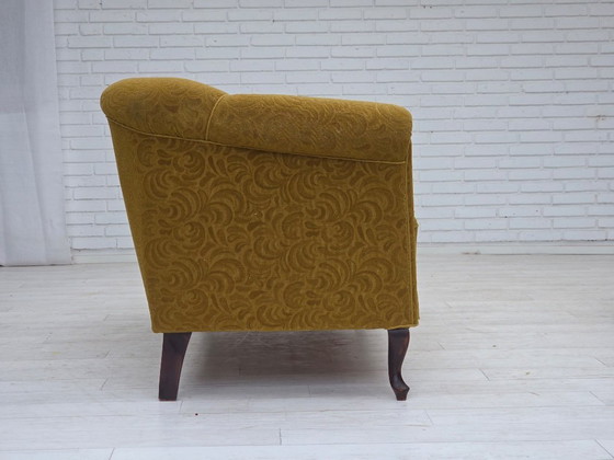 Image 1 of Divano danese a due posti degli anni '50, rivestimento originale in lana verde per mobili.