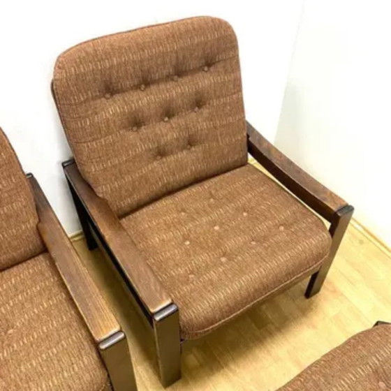 Image 1 of Retro fauteuils met voetenbankjes, Hikor, jaren 70