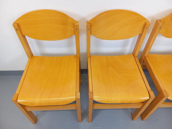 Image 1 of Suite van 4 vintage minimalistische beukenhouten stoelen uit de jaren 80