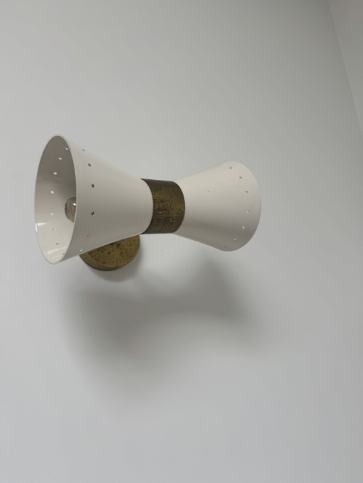 Appliques murales Diabolo, 9 pièces (4 noires et 5 blanches), fournies avec ampoules. – wandlampen, Metal, Brass