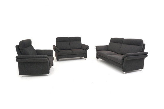 Image 1 of Himolla set set couch sofa three seater two seater armchair fabric brown