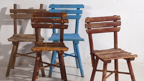 Antique school chairs (c.1920). Set of 4 pieces #1 – Side chairs, Vintage (photo 3 of 40)
