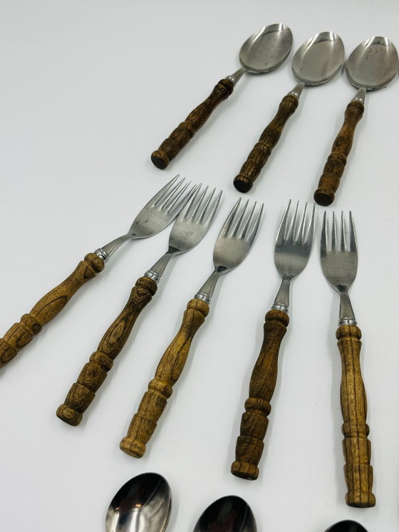 Set di posate vintage da 22 pezzi con manici effetto legno – Wood (photo 8 of 24)