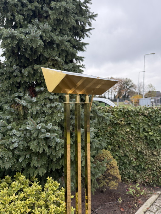 Lampada da terra Lustrerie Deknudt Hollywood Regency color oro