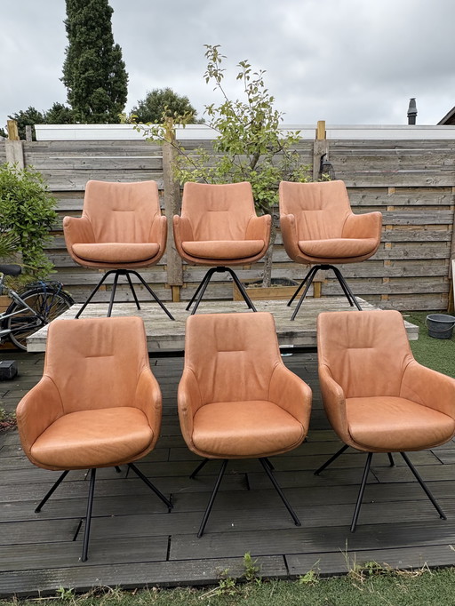 Dining chair cognac leather/turn WK722