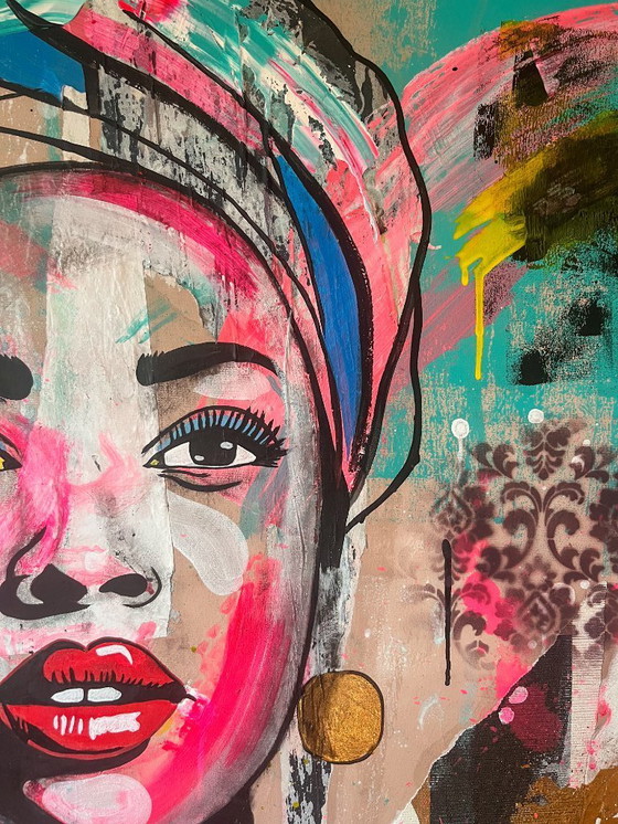 Image 1 of Afrikanische Anmut – Pop-Art-Gemälde 103 x 103