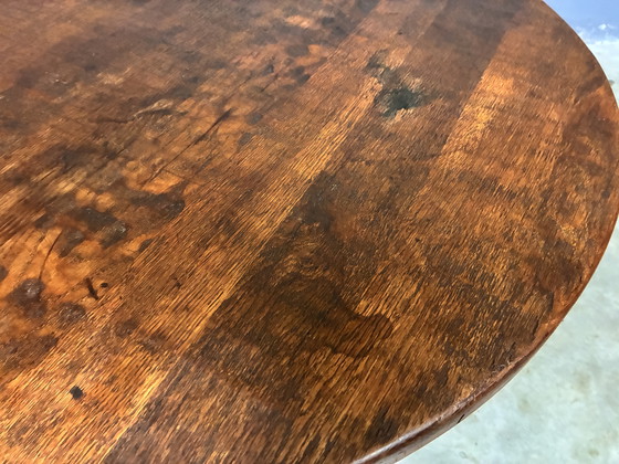 Image 1 of Tavolino da caffè rotondo brutalista in rovere massello