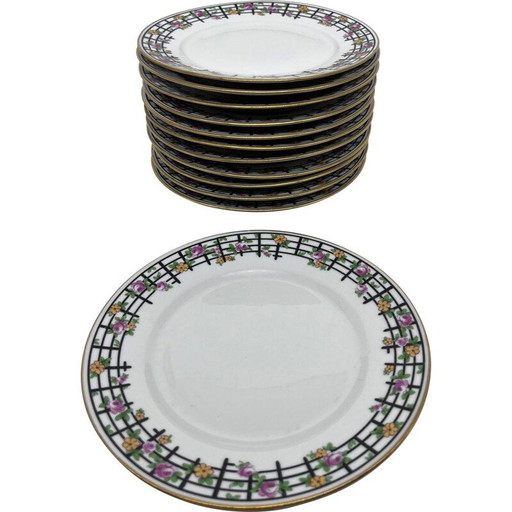 Ensemble de 12 assiettes Art Déco de Chabrol et Poirier, 1925