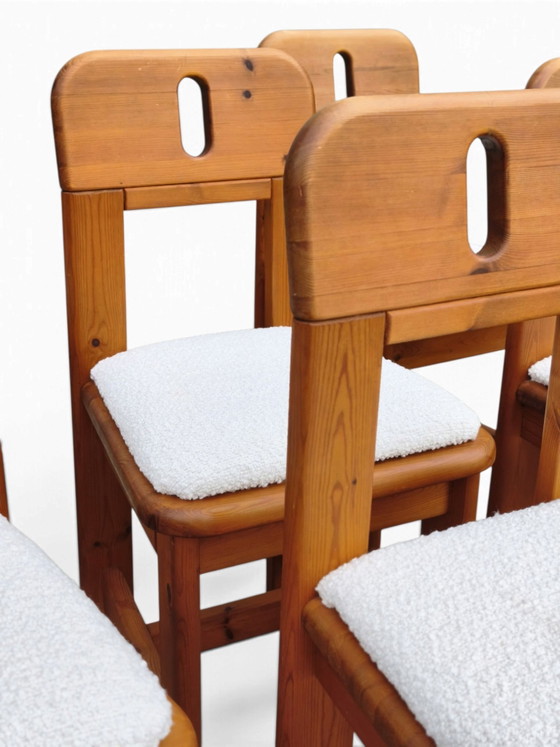 6 rare sedie da pranzo WASA, Tessile, Legno, Blu (foto 3 di 8)