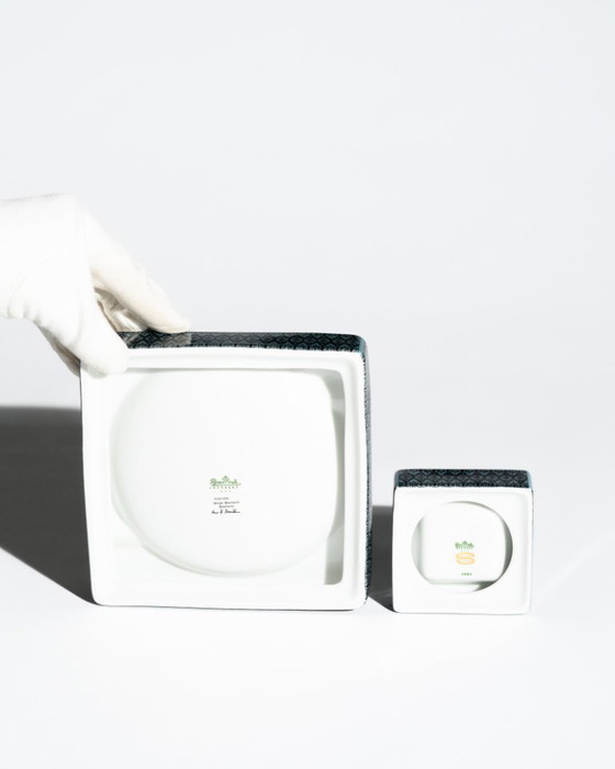 Image 1 of Cendrier et bol Rosenthal Studio-Line, duo en porcelaine géométrique Hans Theo Baumann