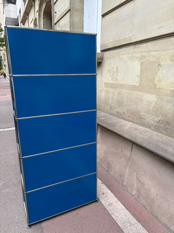 USM Haller Gentiaanblauw 1e Generatie Boekenkast, Boekenkasten, Metaal, Modern (foto 12 van 13)