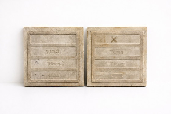 Image 1 of Paar antike SOMAG MEISSEN Fliesen – Jugendstil-Jugendstil-Keramik – Deutschland 1900