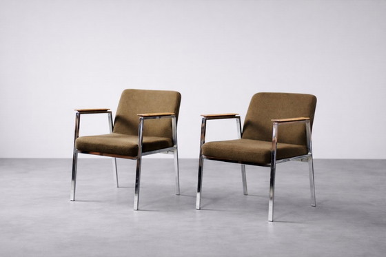 Image 1 of Vintage Duitse bruine conferentiestoel uit het midden van de 20e eeuw van Drabert, jaren 70.